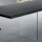 Table Extensible jusqu'à 300 cm en Bois Plaqué et Verre - Déchirure Viadurini