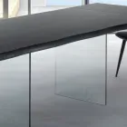 Table Extensible jusqu'à 300 cm en Bois Plaqué et Verre - Déchirure Viadurini