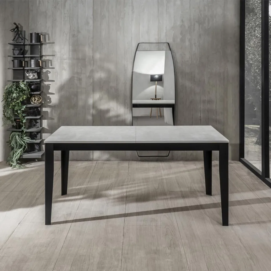 Table extensible jusqu'à 316 cm en Mélamine et Piètement Métal - Encens Viadurini