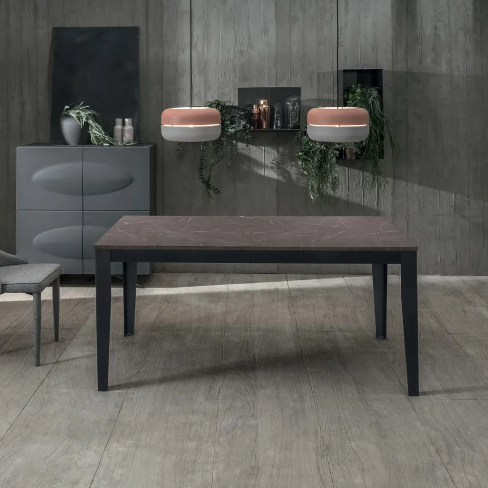 Table extensible jusqu'à 316 cm en Mélamine et Piètement Métal - Encens Viadurini