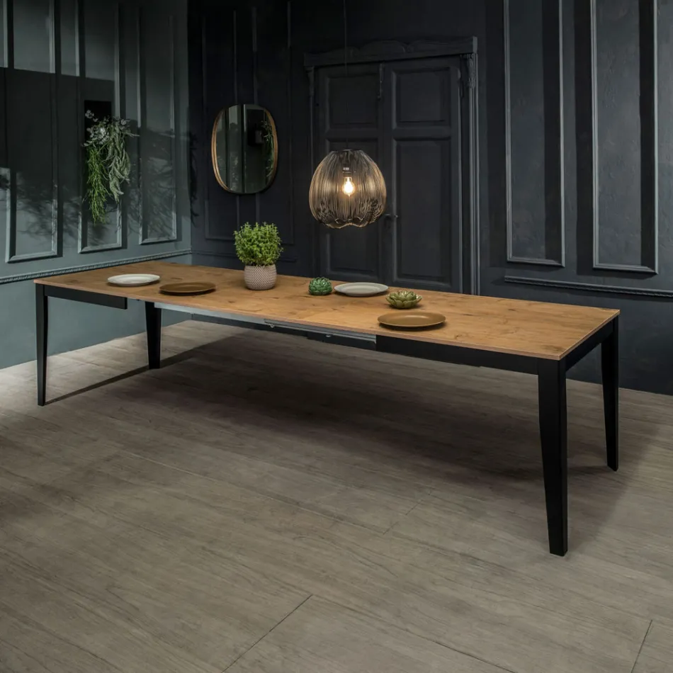 Table extensible jusqu'à 316 cm en Mélamine et Piètement Métal - Encens Viadurini