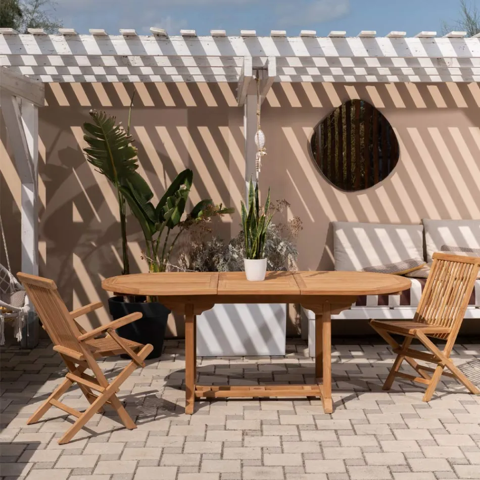Table de jardin extensible en teck de différentes tailles - Yggdrasil Viadurini