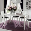 Table extensible jusqu'à 350 cm en noyer Tanganika blanc brillant - Leomas