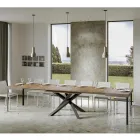 Table extensible jusqu'à 440 cm en fer anthracite et bois fabriquée en Italie - Graffo Viadurini