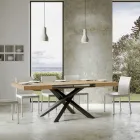 Table extensible jusqu'à 440 cm en fer anthracite et bois fabriquée en Italie - Graffo Viadurini