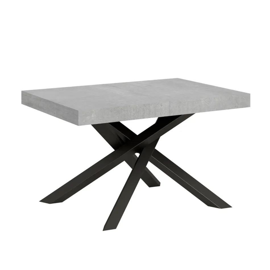 Table extensible jusqu'à 440 cm en fer anthracite et bois fabriquée en Italie - Graffo Viadurini