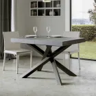 Table extensible jusqu'à 440 cm en fer anthracite et bois fabriquée en Italie - Graffo Viadurini
