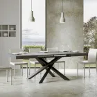 Table extensible jusqu'à 440 cm en fer anthracite et bois fabriquée en Italie - Graffo Viadurini