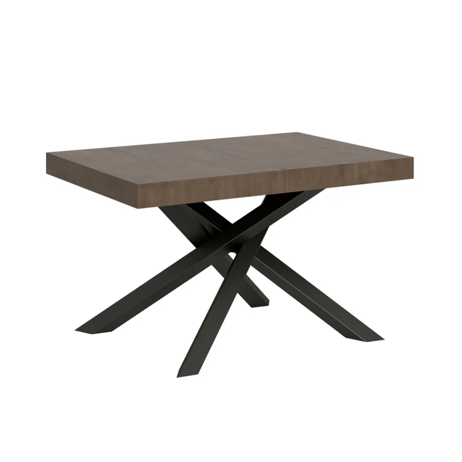 Table extensible jusqu'à 440 cm en fer anthracite et bois fabriquée en Italie - Graffo Viadurini