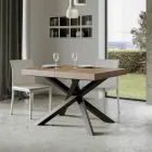 Table extensible jusqu'à 440 cm en fer anthracite et bois fabriquée en Italie - Graffo Viadurini