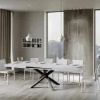 Table extensible jusqu'à 440 cm en fer anthracite et bois fabriquée en Italie - Graffo Viadurini