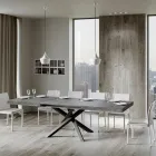 Table extensible jusqu'à 440 cm en fer anthracite et bois fabriquée en Italie - Graffo Viadurini