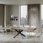 Table extensible jusqu'à 440 cm en fer anthracite et bois fabriquée en Italie - Graffo Viadurini