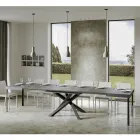 Table extensible jusqu'à 440 cm en fer anthracite et bois fabriquée en Italie - Graffo Viadurini