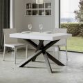 Table extensible jusqu'à 440 cm en fer anthracite et bois fabriquée en Italie - Graffo