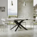 Table extensible jusqu'à 440 cm en fer anthracite et bois fabriquée en Italie - Graffo Viadurini