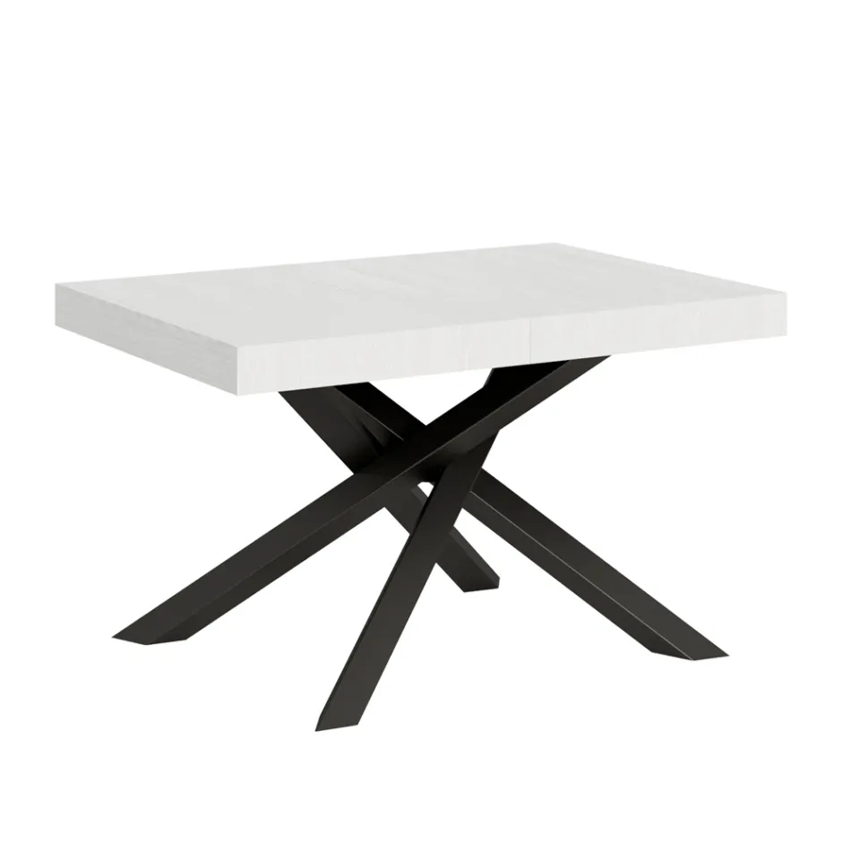 Table extensible jusqu'à 440 cm en fer anthracite et bois fabriquée en Italie - Graffo Viadurini