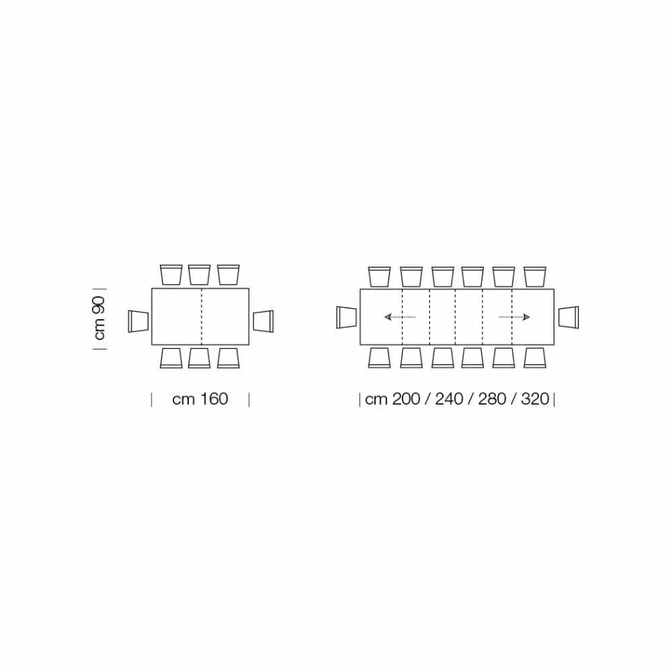 Table extensible jusqu'à 470 cm en bois plaqué Made in Italy – Gordito Viadurini
