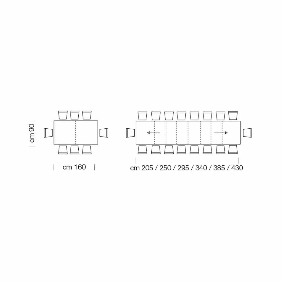 Table extensible jusqu'à 470 cm en bois plaqué Made in Italy – Gordito Viadurini