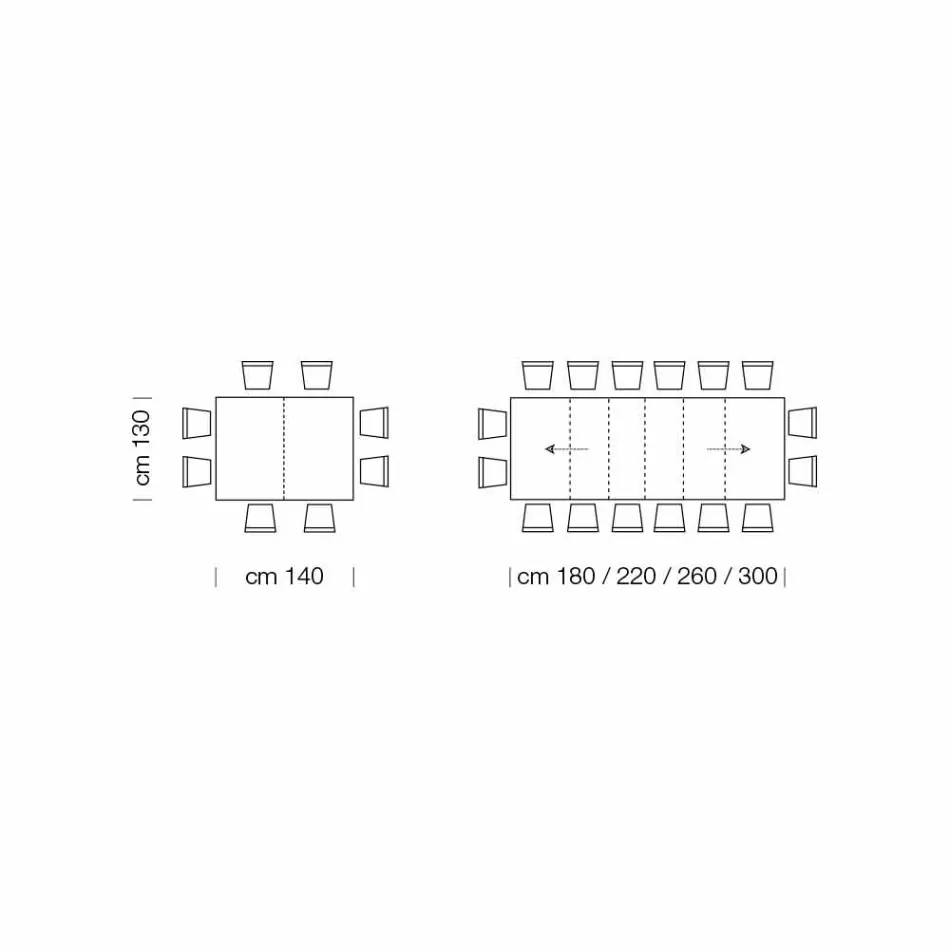 Table extensible jusqu'à 470 cm en bois plaqué Made in Italy – Gordito Viadurini