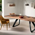 chêne plaqué de table extensible et métal Travis Viadurini