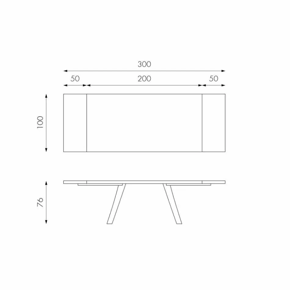 Table extensible en placage de chêne et Travis black metal Viadurini