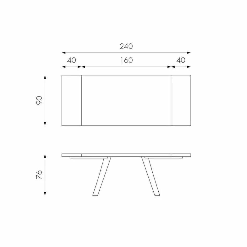 Table extensible en placage de chêne et Travis black metal Viadurini