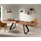 chêne plaqué de table extensible et métal Travis Viadurini