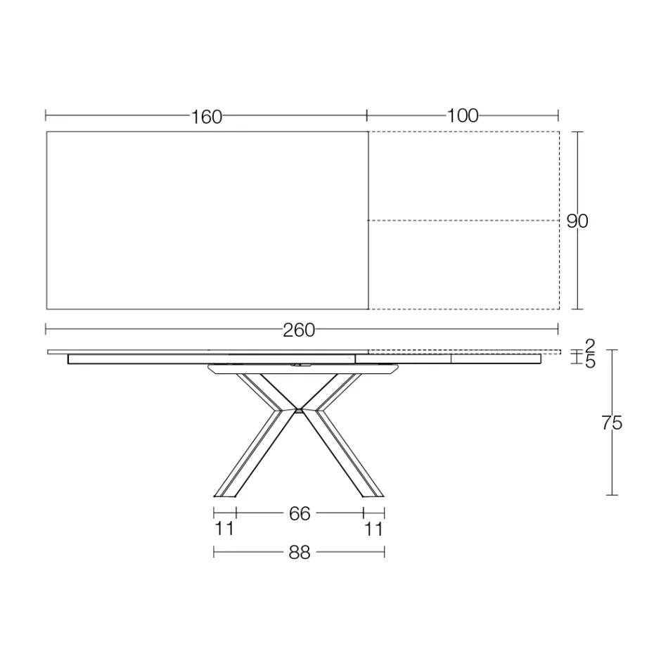 Table extensible en céramique noire polie Calacatta Starlit - Balia Viadurini