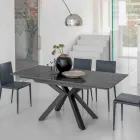Table extensible en céramique noire polie Calacatta Starlit - Balia Viadurini