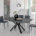 Table extensible en céramique noire polie Calacatta Starlit - Balia