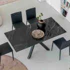 Table extensible en céramique noire polie Calacatta Starlit - Balia Viadurini
