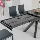 Table extensible en céramique noire polie Calacatta Starlit - Balia Viadurini