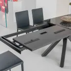 Table extensible en céramique noire polie Calacatta Starlit - Balia Viadurini