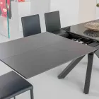 Table extensible en céramique noire polie Calacatta Starlit - Balia Viadurini
