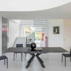 Table extensible en céramique noire polie Calacatta Starlit - Balia Viadurini