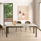 Table extensible en deux tailles, en métal et en pierre effet marbre - Morfeo Viadurini