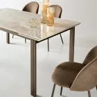 Table extensible en deux tailles, en métal et en pierre effet marbre - Morfeo Viadurini