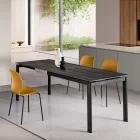 Table extensible en deux tailles, en métal et en pierre effet marbre - Morfeo Viadurini
