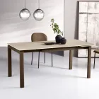 Table extensible en deux tailles, en métal et en pierre effet marbre - Morfeo Viadurini