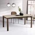 Table extensible en deux tailles, en métal et en pierre effet marbre - Morfeo