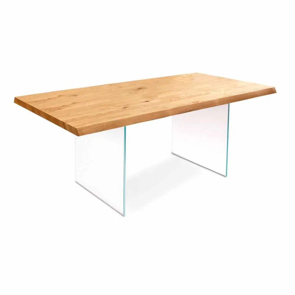 Table extensible en placage de chêne avec pieds en verre Nico Viadurini