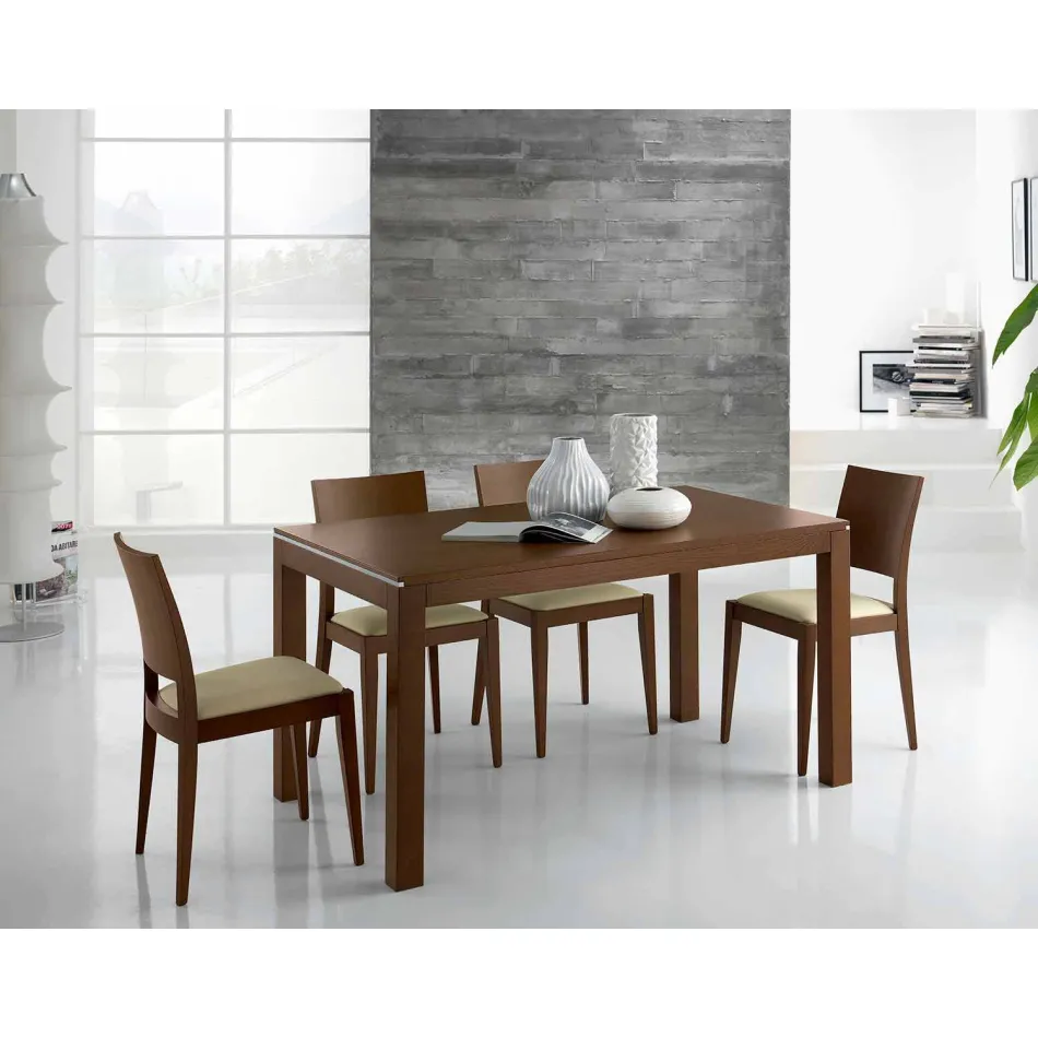 Table extensible en bois de frêne avec bandes latérales en frêne - Ketla Viadurini