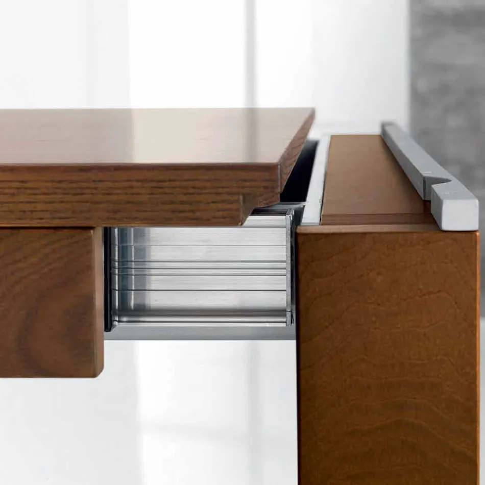 Table extensible en bois de frêne avec bandes latérales en frêne - Ketla Viadurini