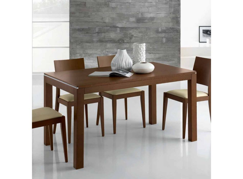 Table extensible en bois de frêne avec bandes latérales en frêne - Ketla Viadurini