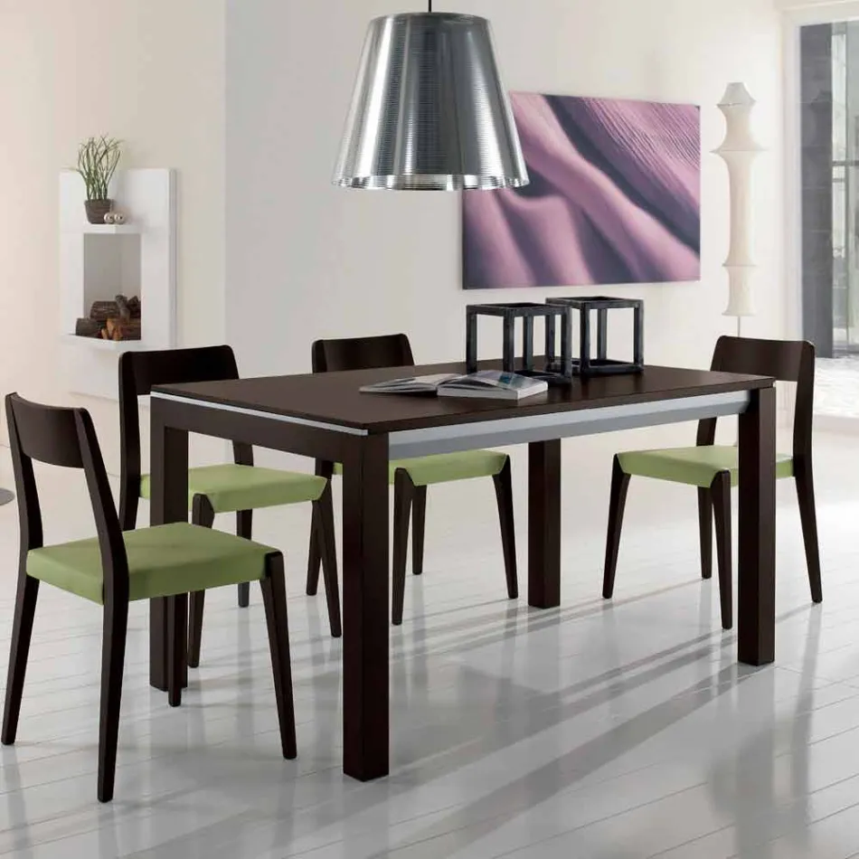 Table extensible en frêne avec bandes latérales peintes en gris - Ketla Viadurini