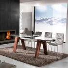 Table extensible en bois massif et verre trempé Chad Viadurini