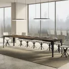 Table Extensible en Bois Mélamine et Piètement en Fer Anthracite - Sassone Viadurini