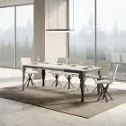 Table Extensible en Bois Mélamine et Piètement en Fer Anthracite - Sassone Viadurini