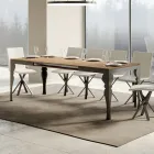 Table Extensible en Bois Mélamine et Piètement en Fer Anthracite - Sassone Viadurini